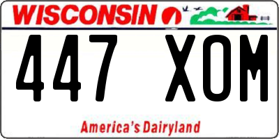 WI license plate 447XOM