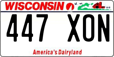 WI license plate 447XON