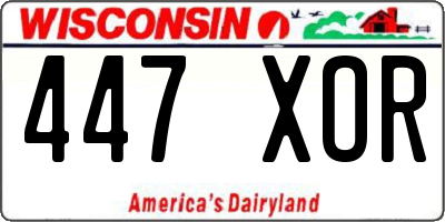 WI license plate 447XOR