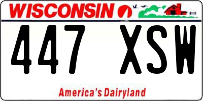 WI license plate 447XSW
