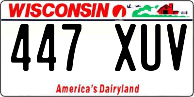 WI license plate 447XUV