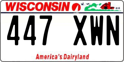 WI license plate 447XWN