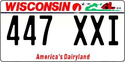 WI license plate 447XXI