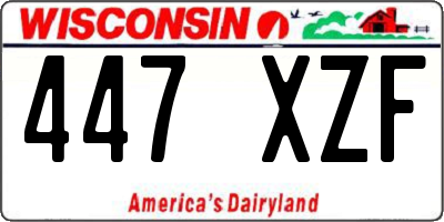 WI license plate 447XZF