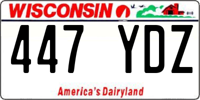 WI license plate 447YDZ