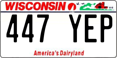 WI license plate 447YEP