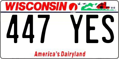 WI license plate 447YES