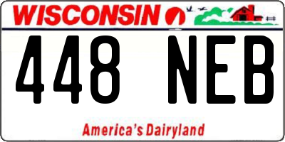 WI license plate 448NEB
