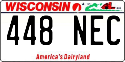 WI license plate 448NEC