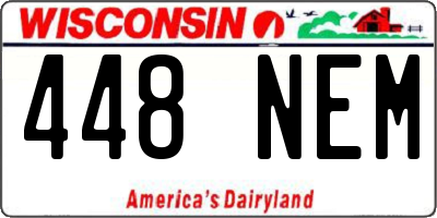 WI license plate 448NEM