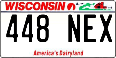 WI license plate 448NEX