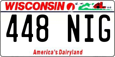 WI license plate 448NIG