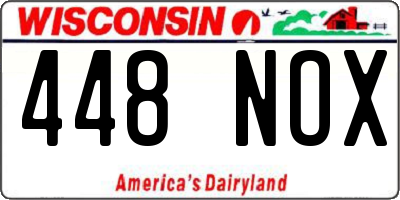 WI license plate 448NOX
