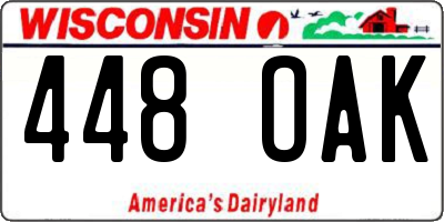 WI license plate 448OAK
