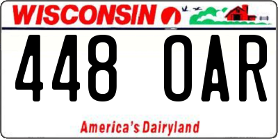 WI license plate 448OAR