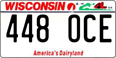 WI license plate 448OCE