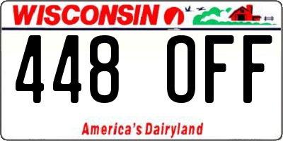 WI license plate 448OFF