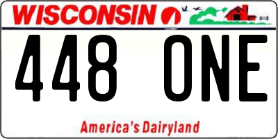 WI license plate 448ONE