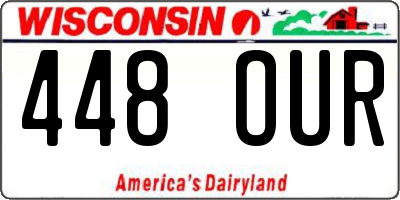 WI license plate 448OUR