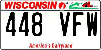 WI license plate 448VFW