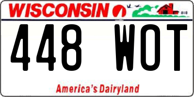 WI license plate 448WOT