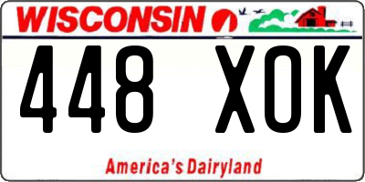 WI license plate 448XOK