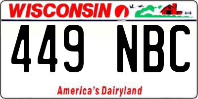 WI license plate 449NBC