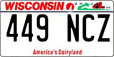WI license plate 449NCZ