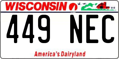WI license plate 449NEC