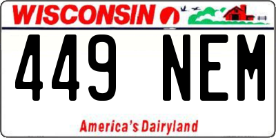 WI license plate 449NEM