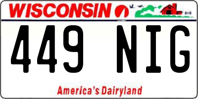 WI license plate 449NIG