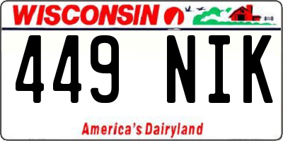 WI license plate 449NIK