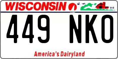 WI license plate 449NKO