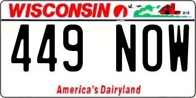 WI license plate 449NOW