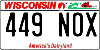 WI license plate 449NOX