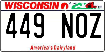 WI license plate 449NOZ