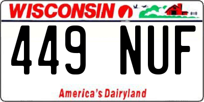 WI license plate 449NUF