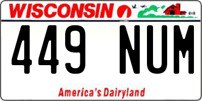 WI license plate 449NUM