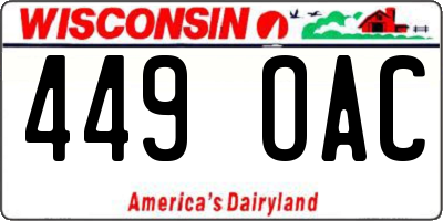 WI license plate 449OAC