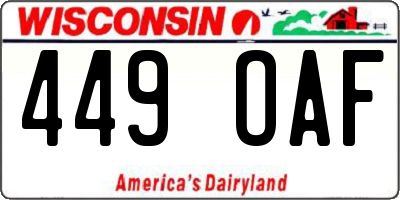 WI license plate 449OAF
