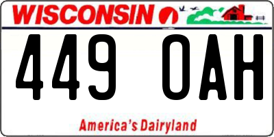 WI license plate 449OAH