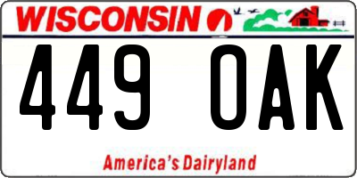 WI license plate 449OAK