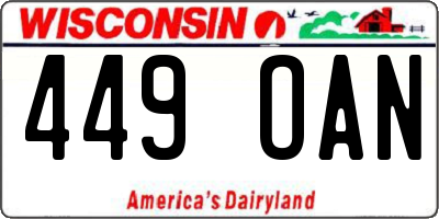 WI license plate 449OAN