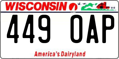 WI license plate 449OAP