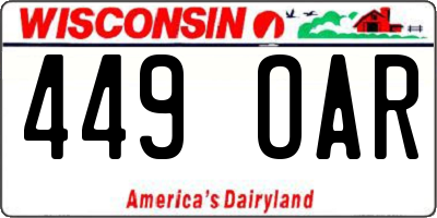 WI license plate 449OAR