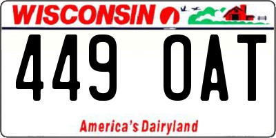 WI license plate 449OAT