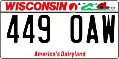 WI license plate 449OAW