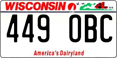 WI license plate 449OBC