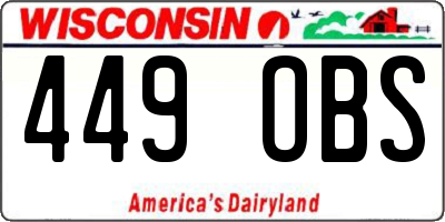 WI license plate 449OBS