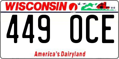 WI license plate 449OCE